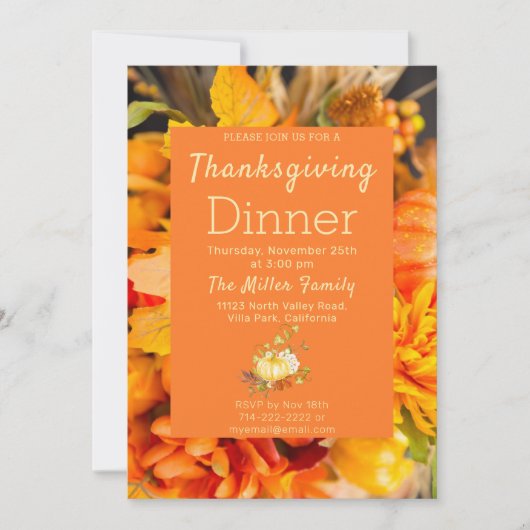 Najaar wordt Thanksgiving uitgenodigd Kaart (Voorkant)