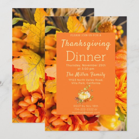 Najaar wordt Thanksgiving uitgenodigd Kaart (Voorkant / Achterkant)