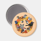 Najaar Wreath of North American Birds Magneet (Voorkant / Achterkant)