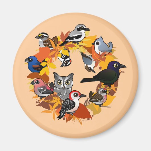 Najaar Wreath of North American Birds Magneet (Voorkant)
