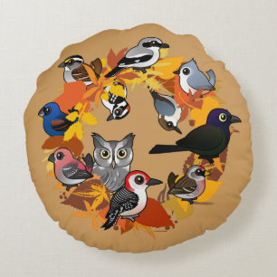 Najaar Wreath of North American Birds Rond Kussen