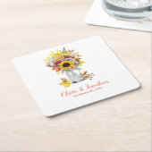 Najaar Zonnebloem Mason Jar Wedding Kartonnen Onderzetters (Schuin)