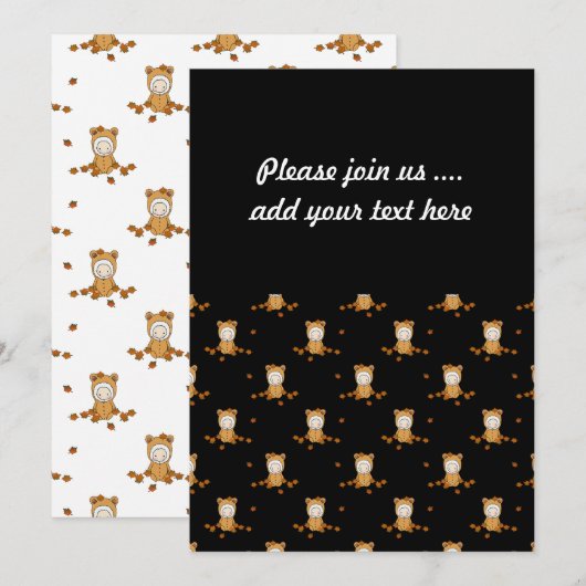 Najaarbaby's in een afgrijsend bladerpatroon kaart (Voorkant / Achterkant)