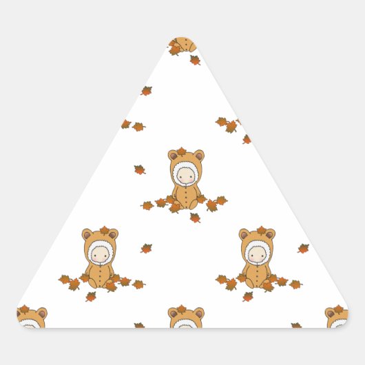 Najaarbaby's in een afgrijsend bladerpatroon sticker (Voorkant)