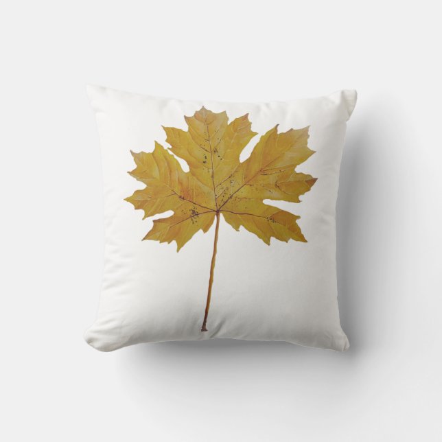 Najaarblad oranje bruine Waterverf. Buitenkussen (Voorkant)