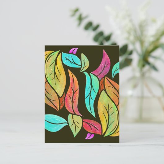 Najaarblad patroon briefkaart (Staand voorkant)