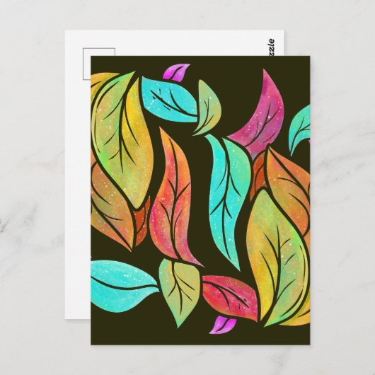 Najaarblad patroon briefkaart (Voorkant / Achterkant)