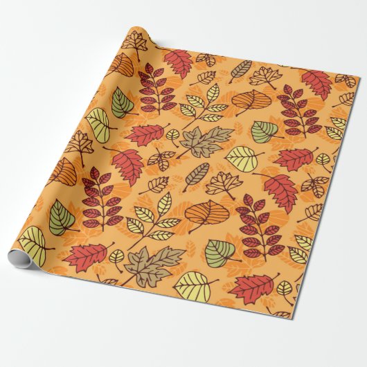 Najaarblad patroon cadeaupapier (Uitgerold)