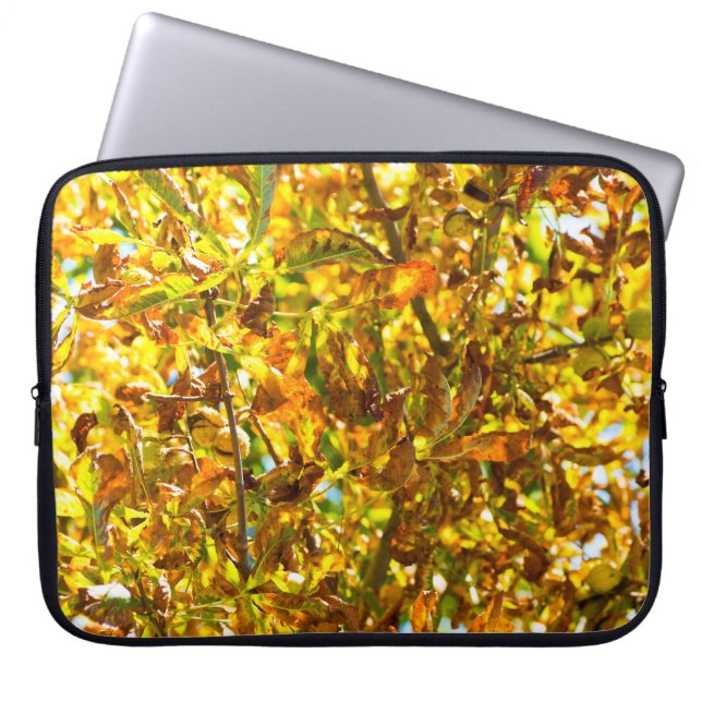 Najaarblad patroon laptop sleeve (Voorkant)