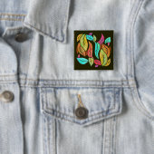 Najaarblad patroon vierkante button 5,1 cm (In situ)