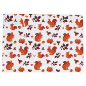 Najaarbladeren, eikels en vierkant patroon groot cadeauzakje (Achterkant)