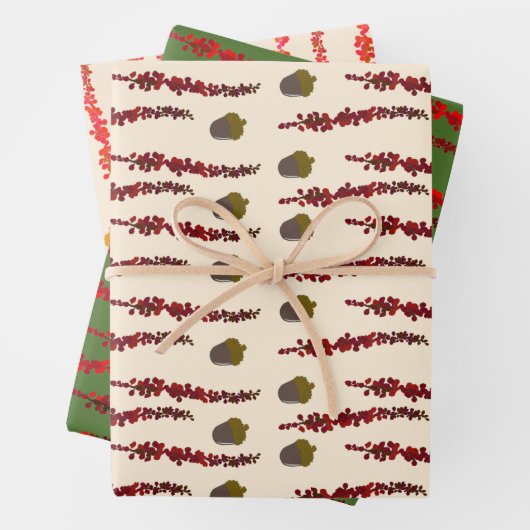 Najaarbladeren en eikels inpakpapier vel (In situ)