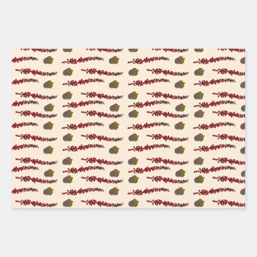 Najaarbladeren en eikels inpakpapier vel (Voorkant)