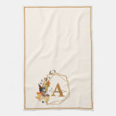 Najaarbladeren en gouden lijst op maat gesneden theedoek (Verticaal)