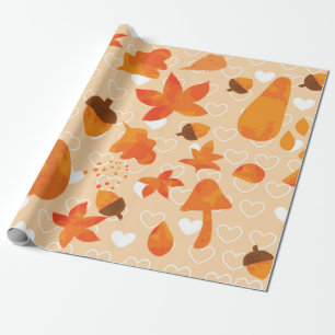 Najaarbladeren en noten. Lovely natuur hand geteke Cadeaupapier