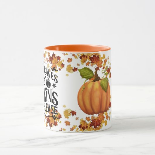 Najaarbladeren en pompoenen alstublieft mok (Midden)