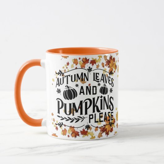 Najaarbladeren en pompoenen alstublieft mok (Links)
