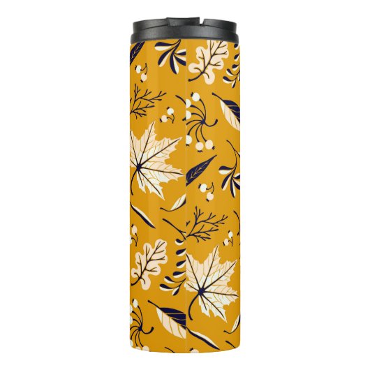 Najaarbladeren in cartoon stijl naadloos patroon thermosbeker (Achterkant)