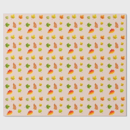 Najaarbladeren op beige cadeaupapier (Vlak)
