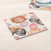 Najaarbladeren op beige. kartonnen onderzetters (Schuin)