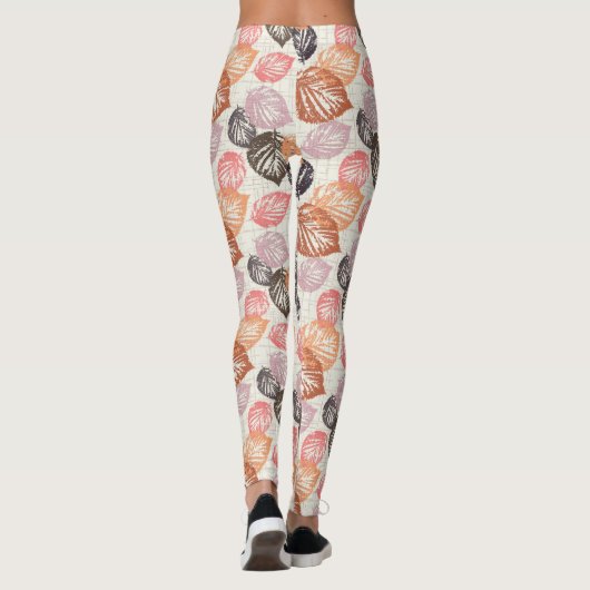 Najaarbladeren op beige. leggings (Achterkant)
