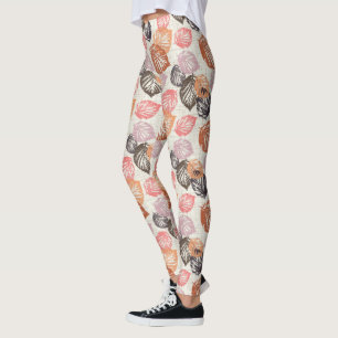 Najaarbladeren op beige. leggings