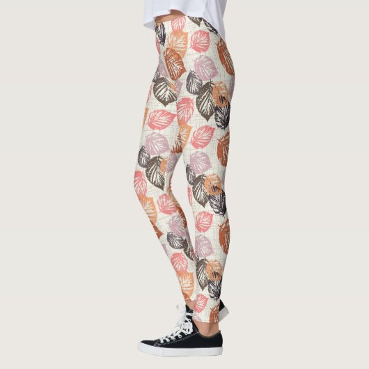 Najaarbladeren op beige. leggings (Links)