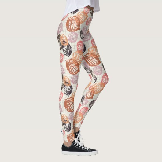 Najaarbladeren op beige. leggings (Rechts)