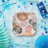 Najaarbladeren op beige. papieren bordje (Feest)