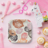 Najaarbladeren op beige. papieren bordje (Feest)