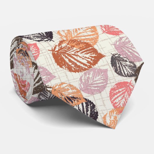 Najaarbladeren op beige. stropdas (Opgerold)