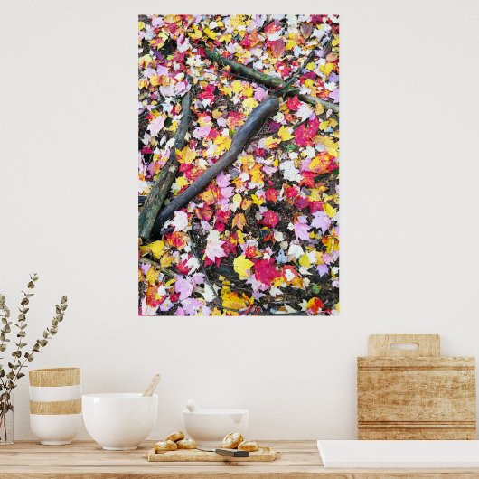 Najaarbladeren op de grond poster (Keuken)