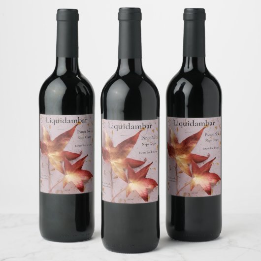 Najaarbladeren op getextureerd papier wijn etiket (Flessen)