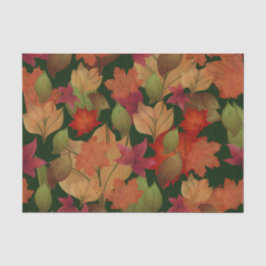 Najaarbladeren op groen tissuepapier