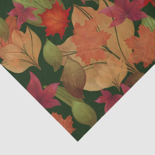 Najaarbladeren op groen tissuepapier (Detail)