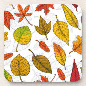 Najaarbladeren op wit bier onderzetter (Voorkant)
