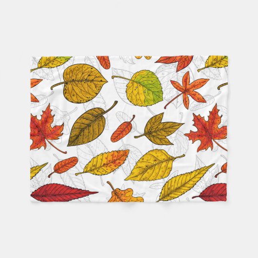 Najaarbladeren op wit fleece deken (Voorkant (Horizontaal))