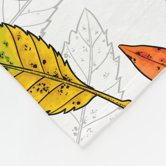 Najaarbladeren op wit fleece deken (Hoek)