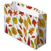 Najaarbladeren op wit groot cadeauzakje (Achterkant Gekanteld)
