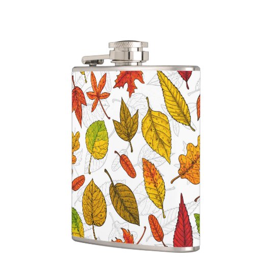 Najaarbladeren op wit heupfles (Links)