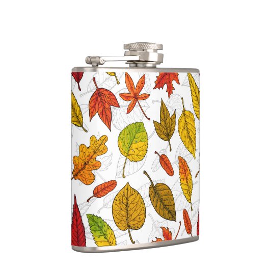 Najaarbladeren op wit heupfles (Rechts)