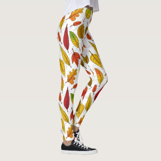 Najaarbladeren op wit leggings (Rechts)