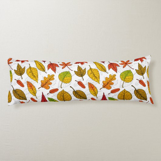 Najaarbladeren op wit lichaamskussen (Achterkant)