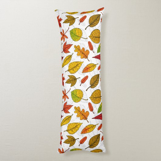 Najaarbladeren op wit lichaamskussen (Achterkant (Verticaal))