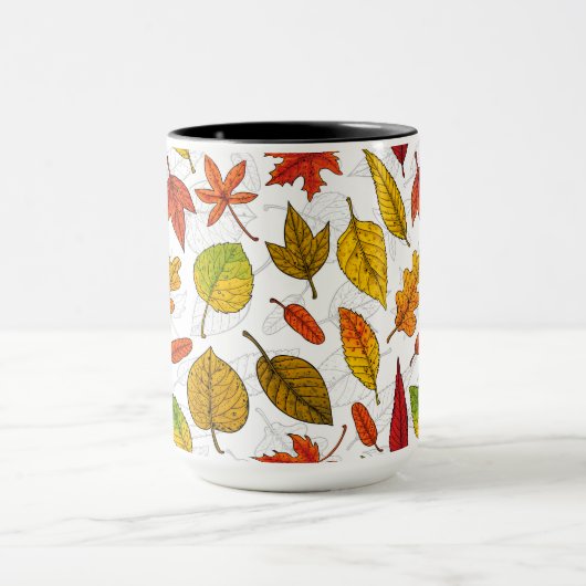 Najaarbladeren op wit mok (Midden)