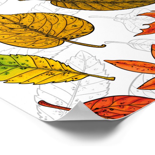 Najaarbladeren op wit poster (Hoek)