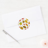 Najaarbladeren op wit ronde sticker (Envelop)