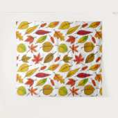 Najaarbladeren op wit wandkleed (Voorkant (horizontaal))