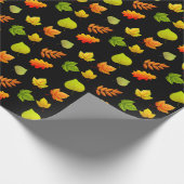 Najaarbladeren op zwart cadeaupapier (Hoek)