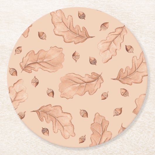 Najaarbladeren Ronde Kartonnen Onderzetter (Voorkant)